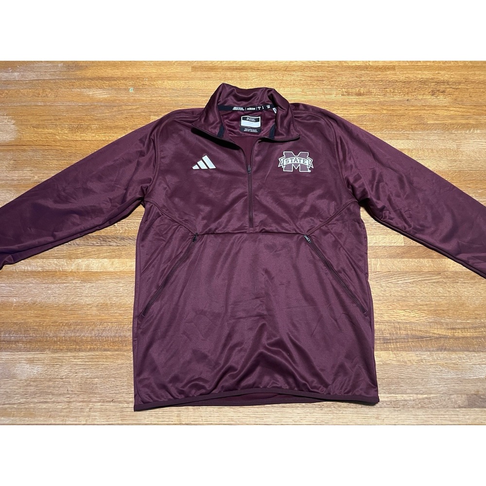 Adidas Medium Mississippi‎ State Bulldogs 1/4 Zip Lightweight Maroon Pullover